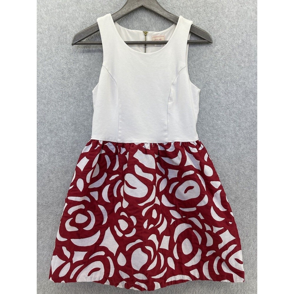 Love…ady Women's Sleeveless Dress White Red Roses Size Medium Fit & Flare